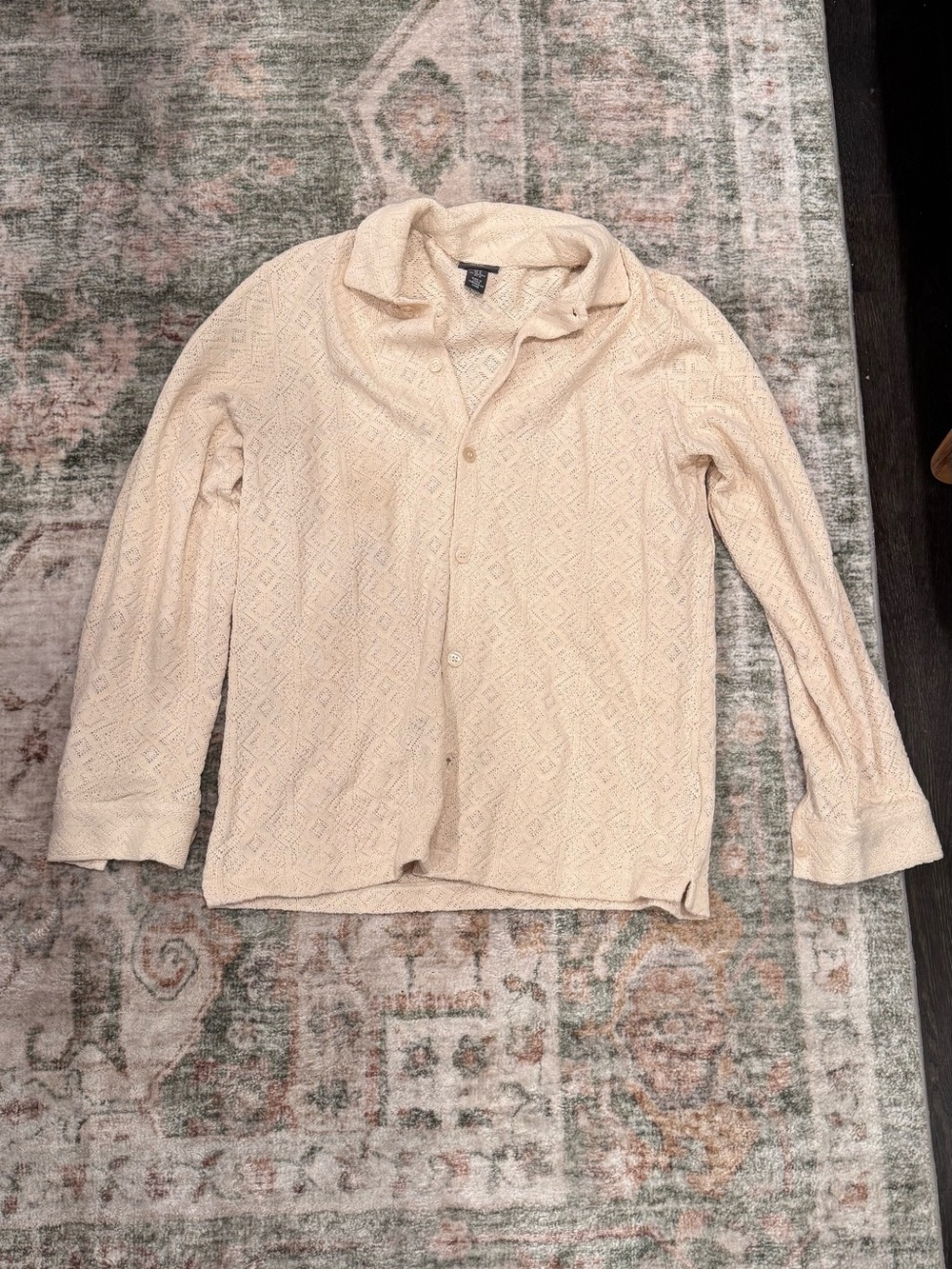 H&M Cream Textured Button-Front Jacket